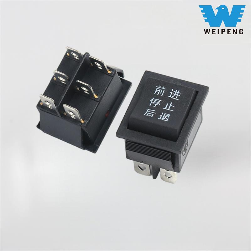 KCD4 Sort 31*25 mm 6-polet 3-positions 16A 250V vippekontakt