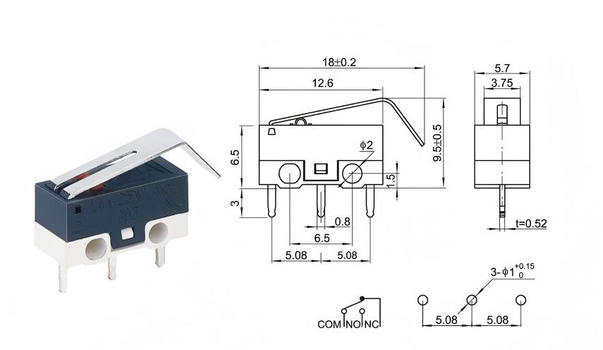 Sølv DOT buet håndtag musekontakt